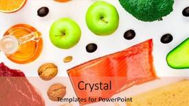  Presentation with diet - PPT theme having wholesome - picture of useful products background and a coral colored foreground