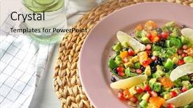  Presentation with table meal plan for osteotphorosis - Audience pleasing slide deck consisting of wholesome - plate with superfood salad backdrop and a coral colored foreground