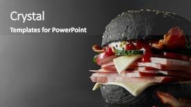  Presentation with burger - Colorful slide set enhanced with whopper - black burger with cheese backdrop and a dark gray colored foreground
