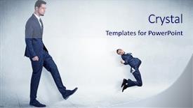  Presentation with passed away - Cool new presentation with whos boss - big businessman kicking small businessman backdrop and a sky blue colored foreground