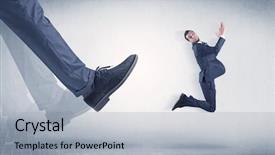  Presentation with foot mouth disease - Audience pleasing PPT layouts consisting of whos boss - businessman big foot kicking small backdrop and a light gray colored foreground