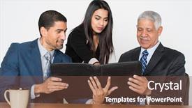  Presentation with elderly - Slides consisting of whos boss - confident business team who are background and a tawny brown colored foreground