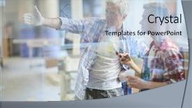  Presentation with foreman - PPT theme enhanced with whos boss - displeased frowning mature carpenter foreman background and a light blue colored foreground