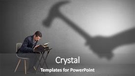  Presentation with hard work and growth - Presentation theme enhanced with whos boss - shadow threatening hard worker man background and a  colored foreground