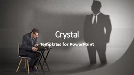  Presentation with hard work pencil - Slide deck consisting of whos boss - shadow threatening hard worker man background and a dark gray colored foreground