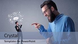  Presentation with angry - Presentation design consisting of whos boss - young professional businessman being angry background and a  colored foreground