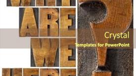 Presentation with question word - PPT theme featuring word abstract in letterpress wood background and a tawny brown colored foreground