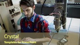  Presentation with engineering engineer or safety officer - Theme having wi fi - engineer with touchpad browsing background and a  colored foreground