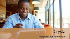  Presentation with satalitte image - Beautiful slides featuring wi fi - image of happy young man backdrop and a yellow colored foreground