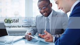  Presentation with german shepherd two young puppys - Beautiful presentation featuring wi fi - image of two young businessmen backdrop and a light blue colored foreground