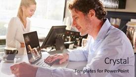  Presentation with restaurant - Presentation theme consisting of wi fi - male restaurant manager working background and a light gray colored foreground