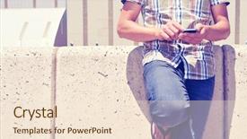  Presentation with outdoors - Beautiful theme featuring wi fi - young man using a smartphone backdrop and a lemonade colored foreground