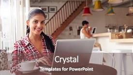  Presentation with cafe - Colorful presentation enhanced with wi fi - young woman using laptop backdrop and a tawny brown colored foreground