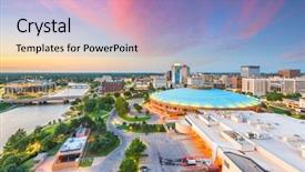  Presentation with kansas city - Beautiful slide set featuring wichita kansas usa downtown city backdrop and a light blue colored foreground