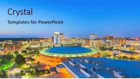  Presentation with kansas - Colorful slide deck enhanced with wichita kansas usa downtown skyline backdrop and a light blue colored foreground