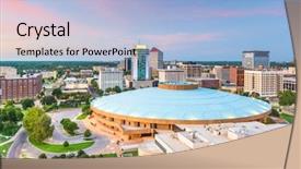  Presentation with kansas - Beautiful presentation theme featuring wichita kansas usa downtown skyline backdrop and a light blue colored foreground