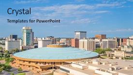  Presentation with kansas - Presentation theme having wichita kansas usa downtown skyline background and a light blue colored foreground