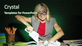  Presentation with teacher - PPT layouts featuring wicked teacher sitting at table on dark colorful background background and a wine colored foreground