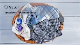  Presentation with dirty cloth - Beautiful PPT theme featuring wicker - basket with dirty clothes backdrop and a light blue colored foreground