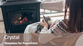  Presentation with human recourses - Presentation theme enhanced with wicker armchair by the fire background and a gray colored foreground