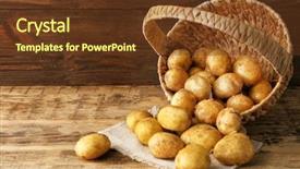  Presentation with wicker - PPT layouts consisting of wicker basket and young potatoes background and a tawny brown colored foreground