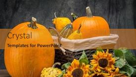  Presentation with wicker - PPT theme featuring wicker-basket-full-of-summer background and a gold colored foreground