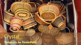  Presentation with wicker - Theme having wicker-basket-in-the-van background and a tawny brown colored foreground