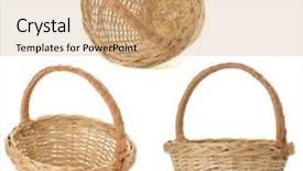  Presentation with wicker - PPT theme enhanced with wicker basket isolated on white background background and a coral colored foreground