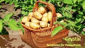  Presentation with wicker - Theme consisting of wicker basket over potato plantation background and a tawny brown colored foreground