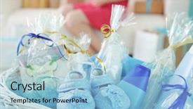  Presentation with babyshower - PPT theme enhanced with wicker basket with baby shower background and a light blue colored foreground