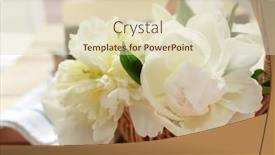  Presentation with peony - Slide set with wicker basket with beautiful peony flowers on table background and a soft green colored foreground