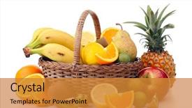  Presentation with wicker - Audience pleasing slides consisting of wicker basket with fruits backdrop and a gold colored foreground