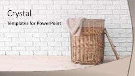  Presentation with laundry - Amazing slide deck having wicker basket with laundry backdrop and a white colored foreground