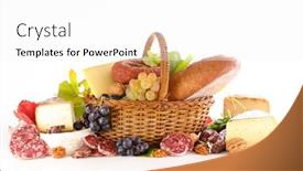  Presentation with white cheese - PPT theme consisting of wicker-basket-with-selection background and a white colored foreground