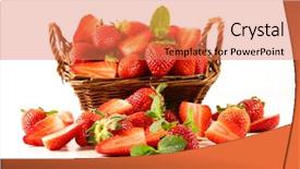  Presentation with strawberry - Theme consisting of wicker basket with strawberry isolated background and a coral colored foreground