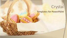  Presentation with easter basket - Amazing slides having wicker basket with tasty easter cookies and napkin closeup backdrop and a lemonade colored foreground