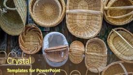  Presentation with wicker - PPT theme enhanced with wicker baskets at a street stall in spain background and a tawny brown colored foreground