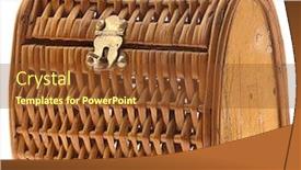  Presentation with case - Colorful theme enhanced with wicker case isolated on white background backdrop and a tawny brown colored foreground