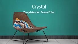  Presentation with wicker - Theme having wicker chair on green wall background and a ocean colored foreground