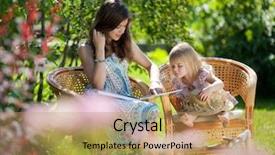  Presentation with wicker - Beautiful presentation theme featuring wicker chairs outdoor in summer backdrop and a coral colored foreground