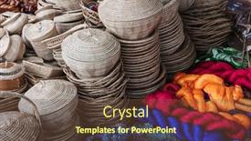  Presentation with christmas sale christmas products - PPT layouts featuring wicker-products-on-the-market background and a tawny brown colored foreground