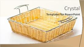  Presentation with wicker - Slides with wicker-tray-isolated-on-white background and a blonde colored foreground