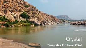  Presentation with hampi - PPT theme consisting of wickerwork-coracle-boat-in-hampi background and a gray colored foreground