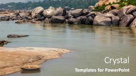  Presentation with hampi - Cool new PPT layouts with wickerwork-coracle-boat-in-hampi backdrop and a gray colored foreground