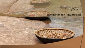  Presentation with hampi - Amazing PPT theme having wickerwork-coracle-boat-in-hampi backdrop and a coral colored foreground