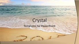  Presentation with new year - Cool new slide set with wide angle - 2015 new year sea beach backdrop and a lemonade colored foreground