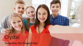  Presentation with school technology - Cool new theme with wide angle - education school technology and people backdrop and a red colored foreground