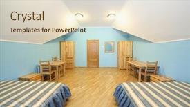  Presentation with beds - Colorful PPT theme enhanced with wide angle - empty room with two beds backdrop and a lemonade colored foreground