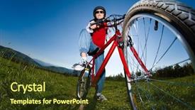  Presentation with biking - Cool new PPT theme with wide angle - girl biking backdrop and a tawny brown colored foreground