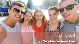  Presentation with tourism selfie - Theme enhanced with wide angle - tourism travel people leisure background and a coral colored foreground